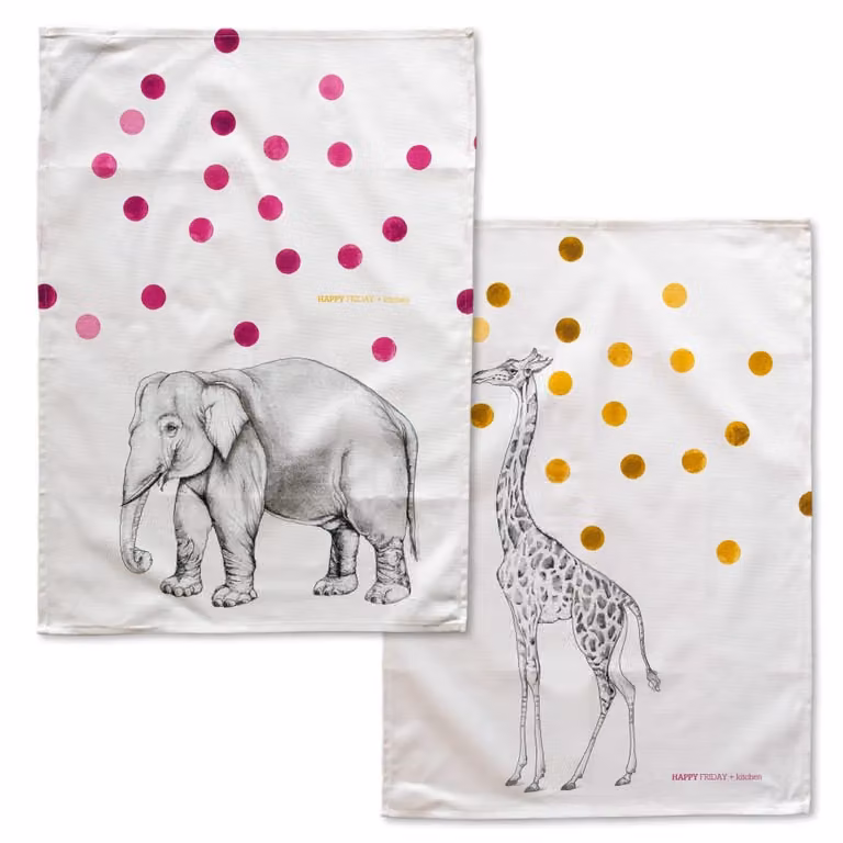 Pack de 2 paños de cocina Happyfriday multicolor con diseño de lunares, 100% algodón, An/P: 70 x 50 cm