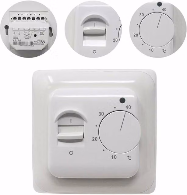 Termostato manual de ambiente LIIYIELA para calefacción eléctrica por suelo radiante con sonda, regulador mecánico AC 220V 16A, disponible en blanco o negro