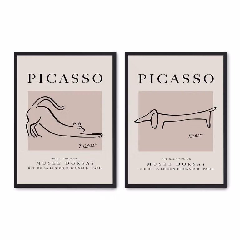 Set de 2 pósteres abstractos de Poster Lab, diseño multicolor con marco negro, An/P/Al: 30 x 40 cm