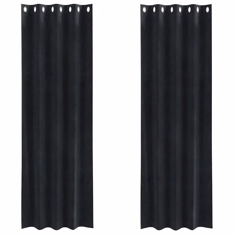 Set de 2 cortinas blackout de terciopelo vidaXL en color negro, An/Al: 140 x 260 cm