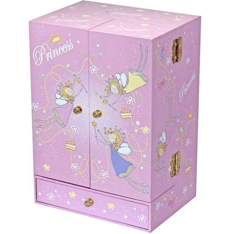 Gran joyero musical de princesa Trousselier en colores rosa y morado para niños