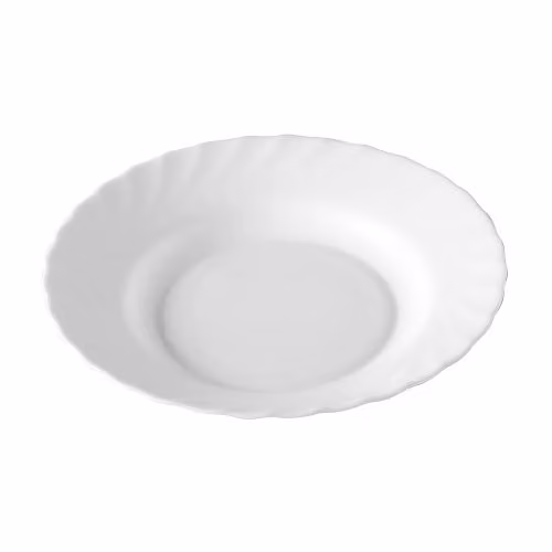 Plato hondo de sopa Arcoroc Trianon en cristal de color blanco de 22,5 cm