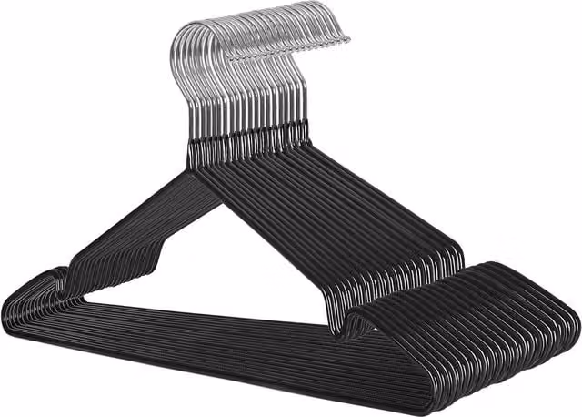 Set de 20 perchas de metal Songmics antideslizantes con gancho giratorio 360 grados en color negro