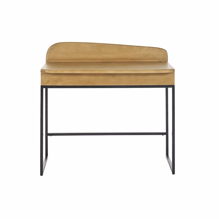 Escritorio de madera de mango SHIVA Miliboo con almacenaje, color marrón y negro, An: 100 cm, Al: 93 cm, P: 50 cm