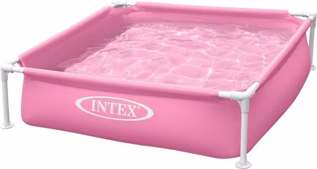 Piscina desmontable cuadrada Intex Mini Frame para niños, color rosa, An/P/Al: 122 x 122 x 30 cm