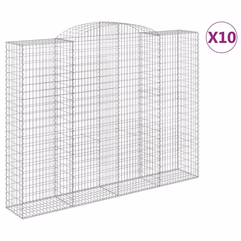 Set de 10 cestas de gaviones Syfax con forma de arco en acero galvanizado, An/P/Al: 300 x 50 x 220/240 cm