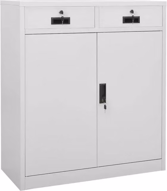 Armario de oficina Helloshop26 con estantes ajustables y cerradura, color gris mate, An/P/Al: 90 x 40 x 102 cm