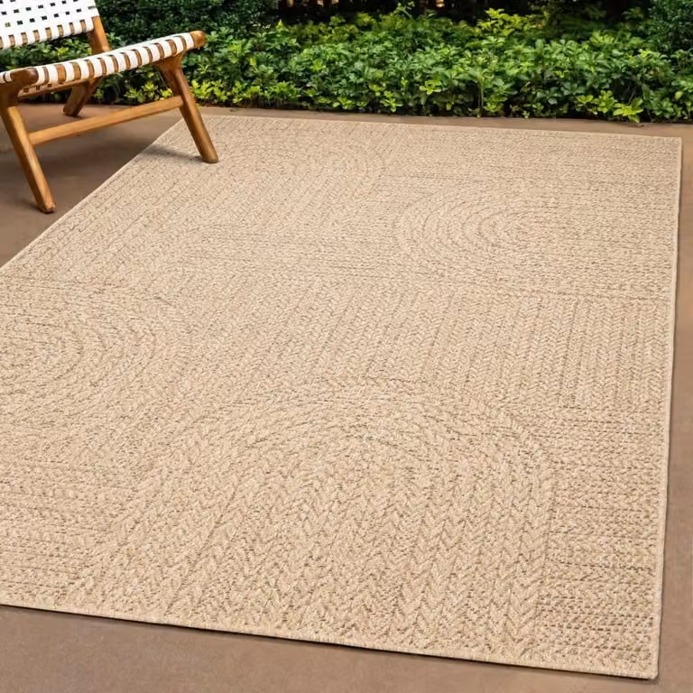 Alfombra Teppich-Traum para interiores y exteriores con aspecto de sisal en color beige y marrón, An/P: 60 x 90 cm