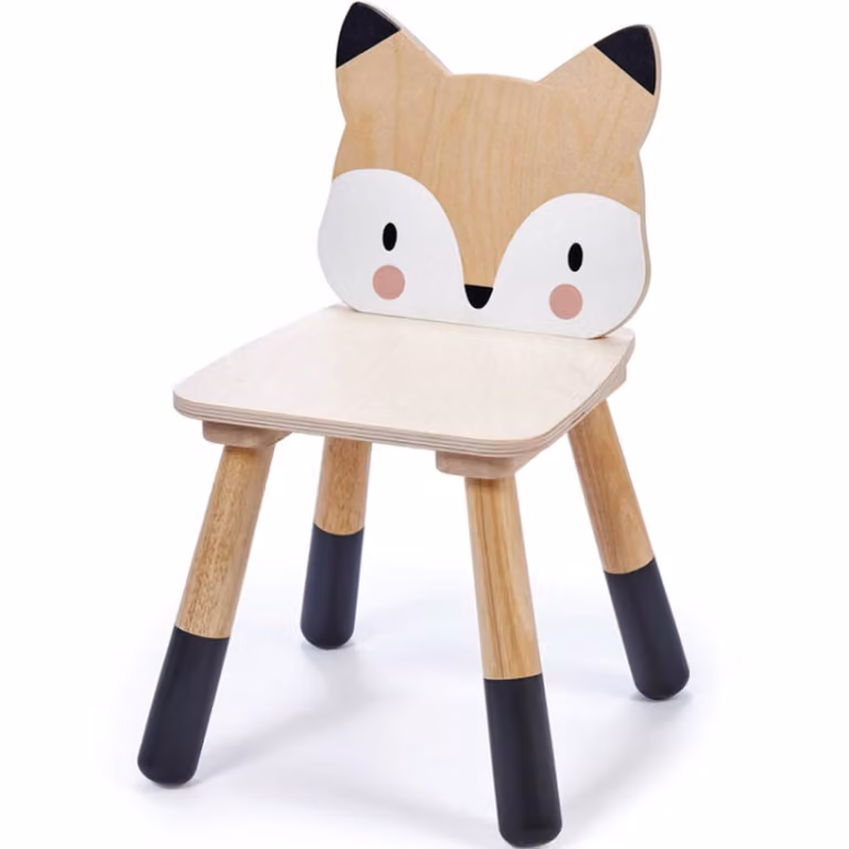 Silla infantil de madera Tender Leaf Toys diseño zorro en color beige An/P/Al: 30 x 30 x 48 cm