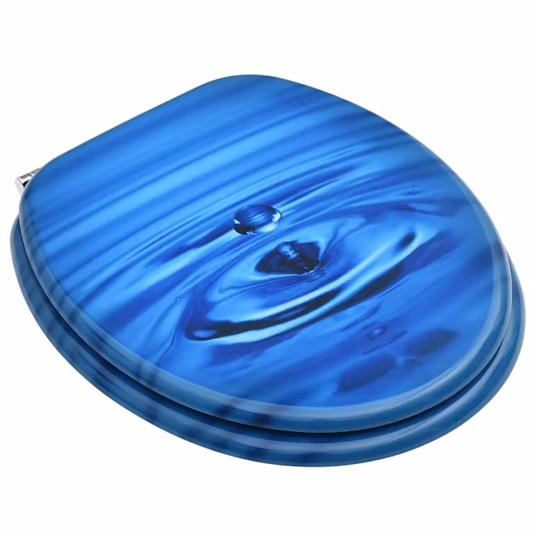 Set de 2 asientos de inodoro con tapa vidaXL en MDF azul con diseño de gota de agua y cierre suave