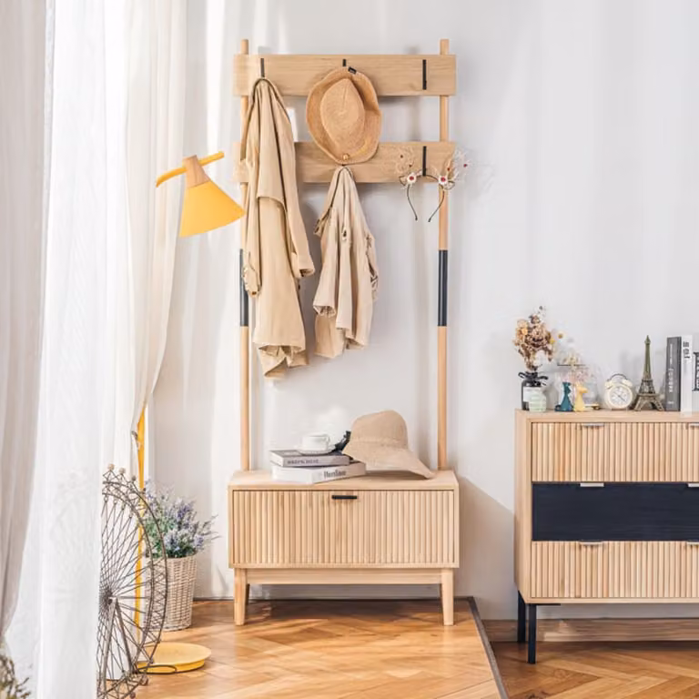 Vestidor industrial Nordlys de madera y acero en color marrón