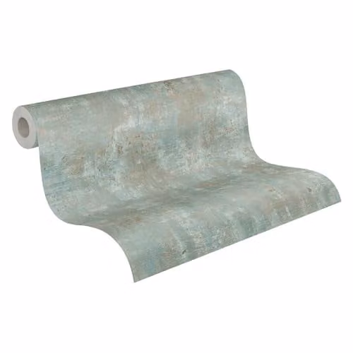 Papel pintado Livingwalls Industrial 396704 de color verde con efecto metálico en cobre y aspecto de hormigón, An x Al: 0,53 x 10,05 m