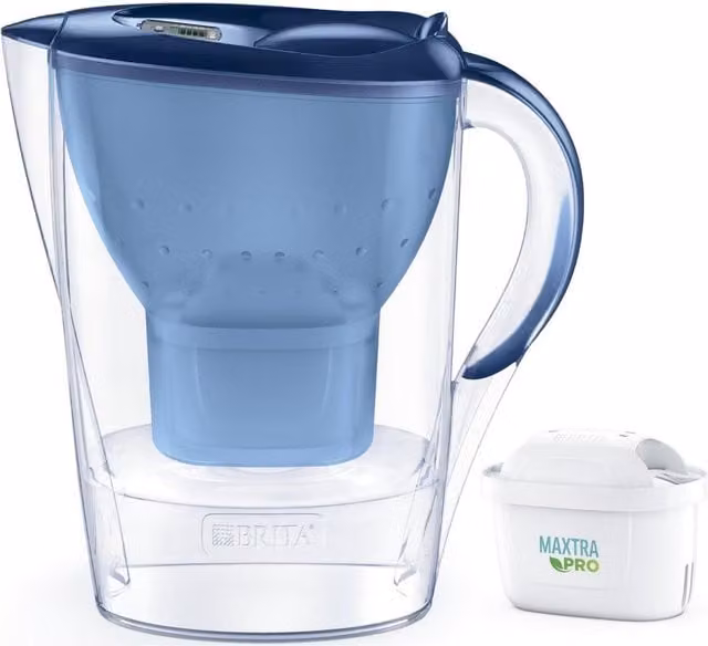 Jarra filtrante Brita Marella azul con tapa y cartucho MaxTra Pro de 2,4 l