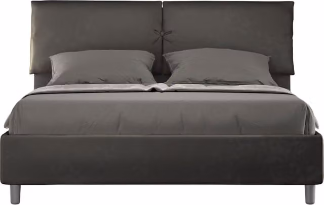 Cama doble Ityhome con base acolchada de microfibra en color gris, An/P/Al: 160 x 200 x 212 cm