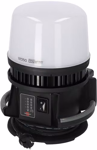 Foco de trabajo LED Brennenstuhl Professional Multi Battery Hybrid 360 con 12000 lm, IP54 e iluminación omnidireccional en color negro y gris