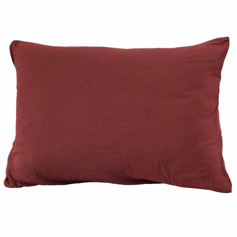 Funda de almohada lisa de algodón Housse De Rêve color rojo, 50 x 70 cm