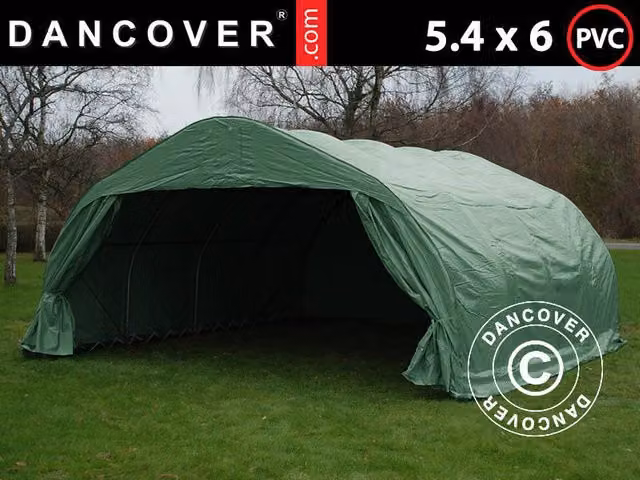 Tienda de garaje doble Dancover de PVC y acero galvanizado, color verde, An/P/Al: 540 x 600 x 290 cm
