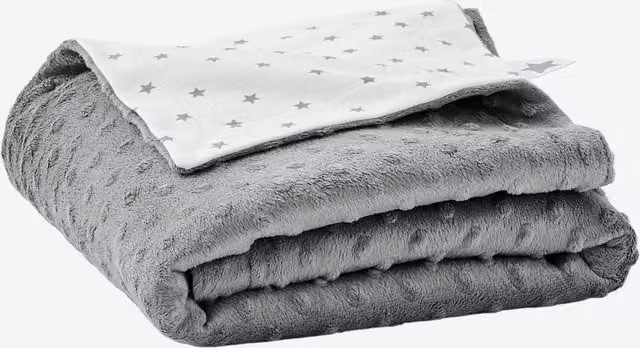 Manta reversible para bebé Stella de Vertbaudet en gris oscuro, con acabado de punto y felpa suave