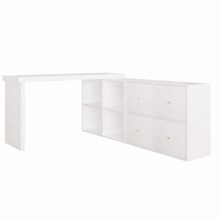 Escritorio de esquina giratorio MODFU en color blanco con superficie de MDF laminado An/P/Al: 120 x 48 x 78 cm