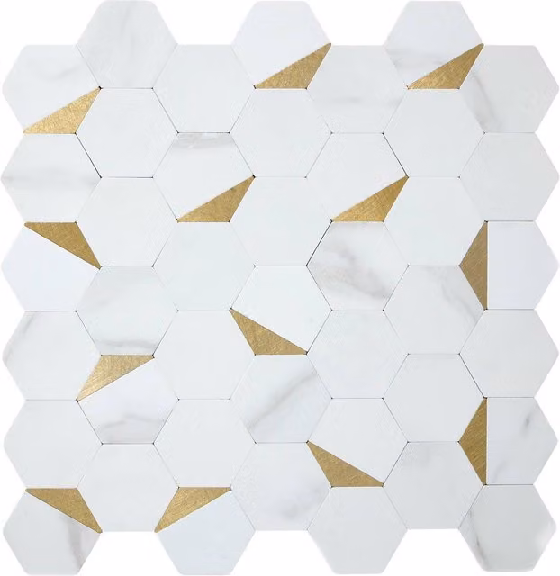 Lote de 2 pegatinas de pared Mina de Atmosphera Créateur D'Intérieur, diseño geométrico de hexágonos blancos, An/Al: 31,5 x 30 cm