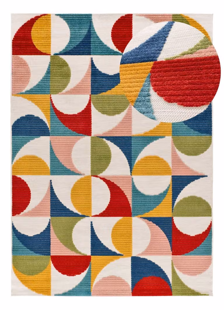 Alfombra exterior e interior Atticgo de polipropileno con diseño geométrico multicolor, An/P: 120 x 170 cm