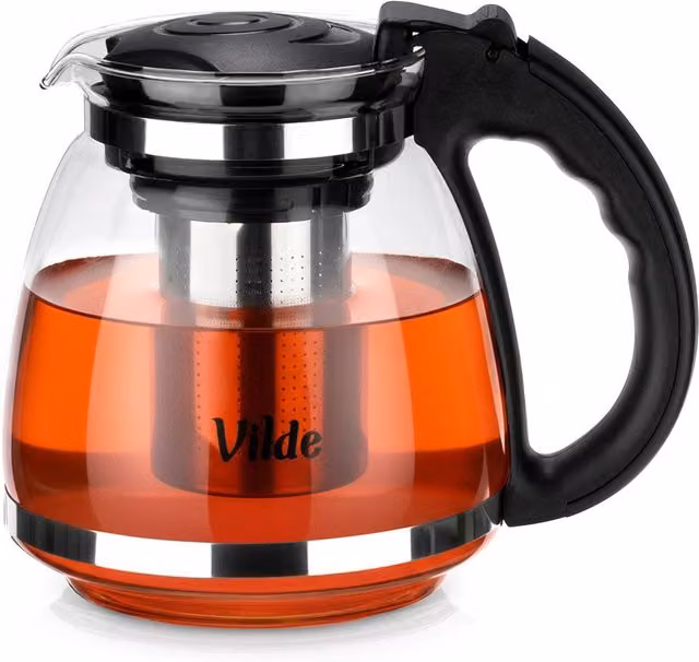 Tetera de cristal transparente NORTHIX con infusor de acero inoxidable de 1,5 l