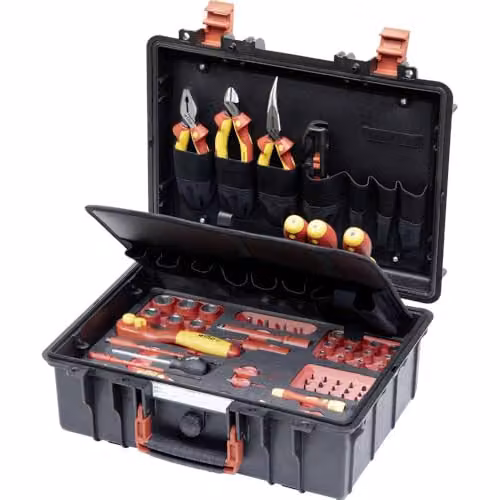 Juego de caja de herramientas Wiha eMobility L de 62 piezas en color negro