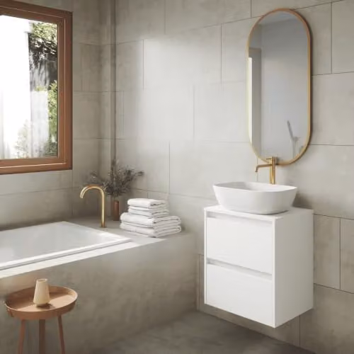 Mueble de baño suspendido B BAÑO TOTAL en blanco mate con cajones y cierre suave An/P/Al: 60 x 40 x 55 cm