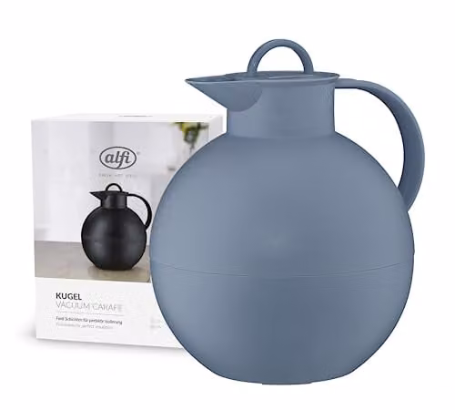 Jarra isotérmica Alfi Kugel azul, capacidad 0,94 l, con tapa y de plástico y vidrio
