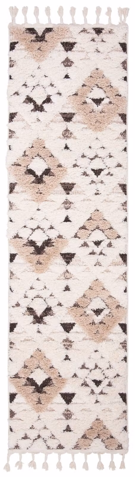 Alfombra Safavieh de estilo marroquí y diseño moderno en blanco y marrón, fabricada en polipropileno, An/P: 69 x 183 cm