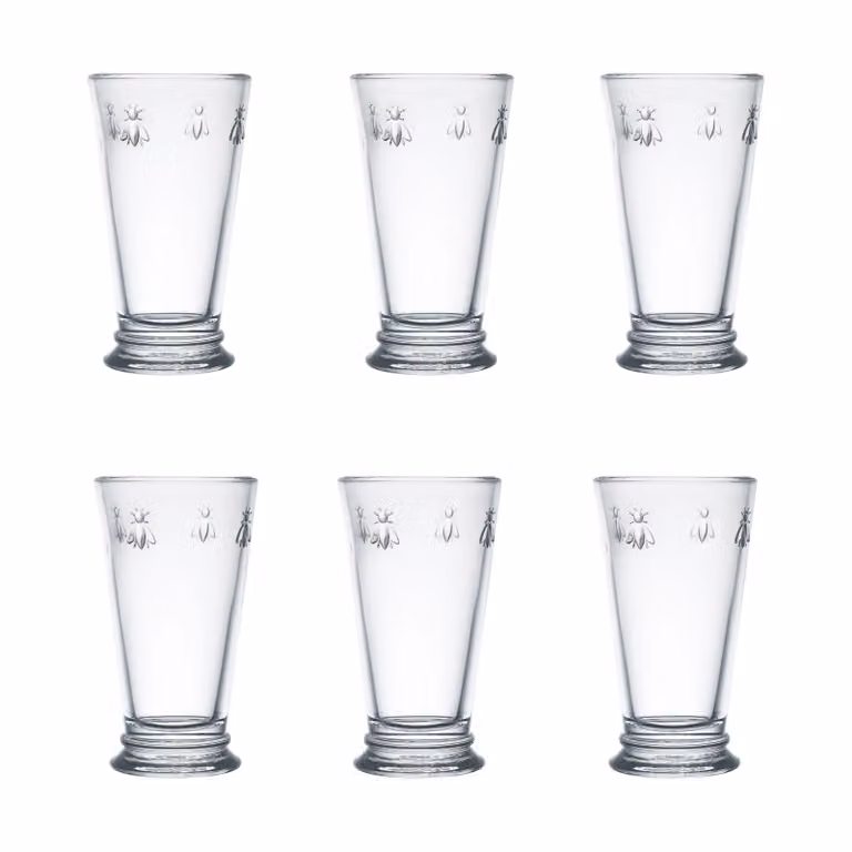 Juego de 6 vasos de vidrio La Rochère Abeille de 46 cl en color transparente