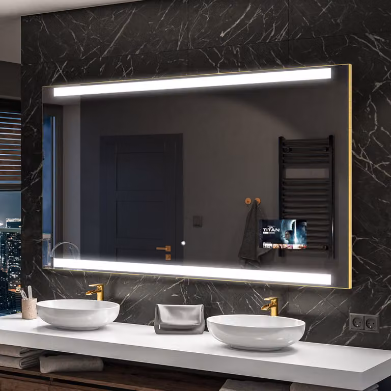 Espejo de baño Artforma SMART con iluminación LED blanco frío y sensor táctil, An/P/Al: 200 x 80 cm