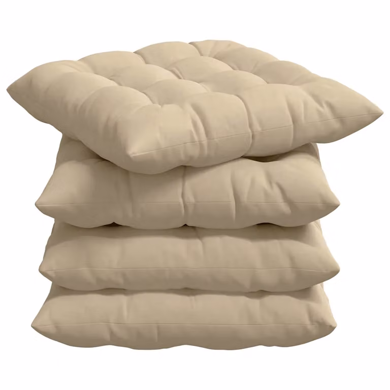 Set de 4 cojines para asiento cuadrados vidaXL en microfibra color beige, An/An/Al: 40 x 40 x 6 cm