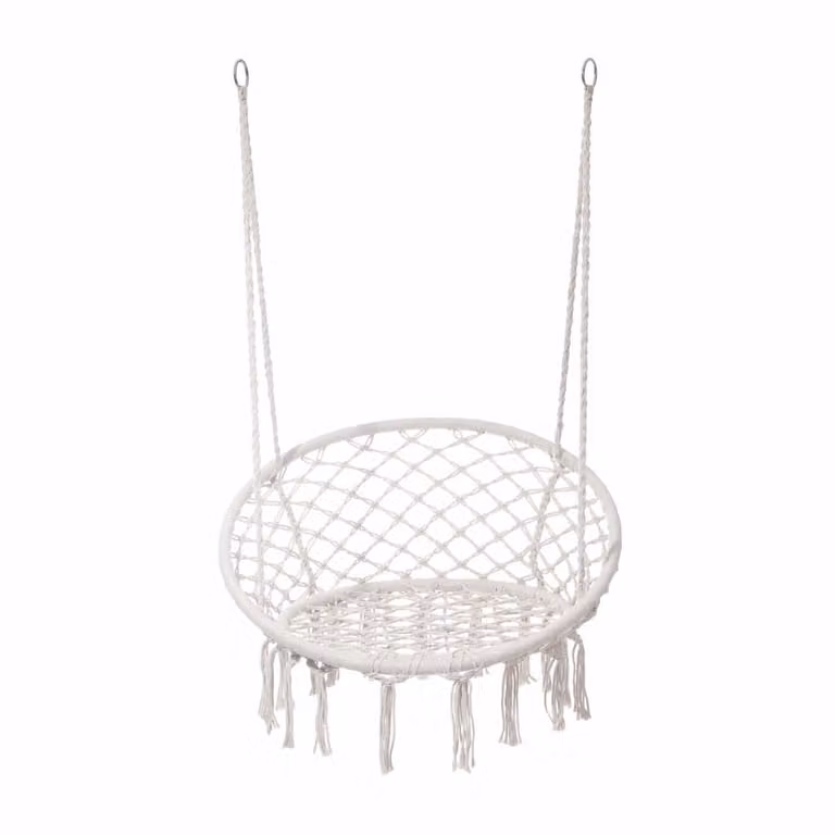 Sillón colgante boho Mobili Rebecca en color blanco para adultos, An/P/Al: 120 x 80 x 60 cm