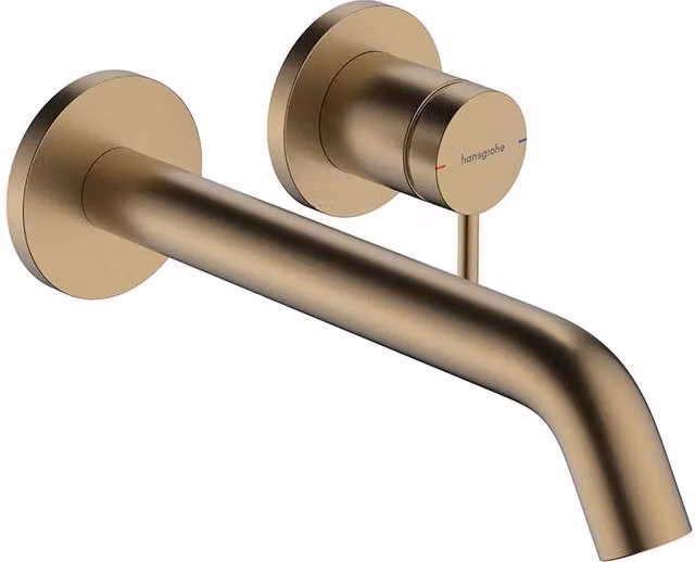 Grifo monomando empotrado para lavabo Hansgrohe Tecturis S con tecnología EcoSmart+ en color bronce cepillado y alcance de 22,5 cm