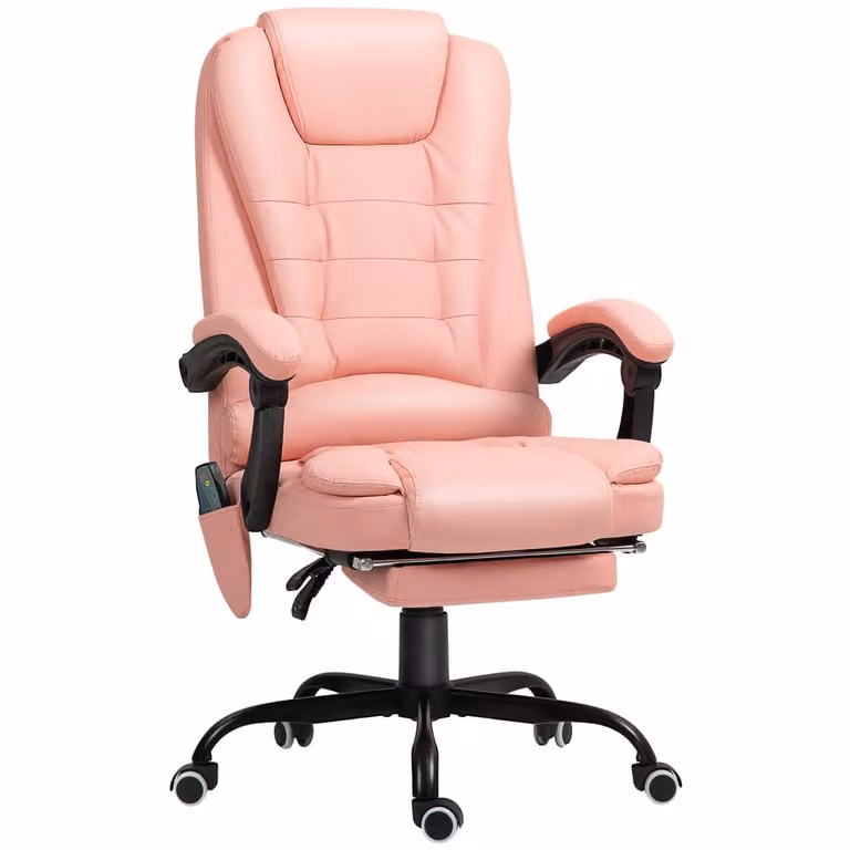 Silla de masaje Vinsetto en color rosa con acabado en piel sintética, An/P/Al: 67 x 79 x 121 cm