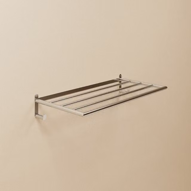 Toallero estante con 4 barras Micra Cosmic de metal en color plata para montaje en pared