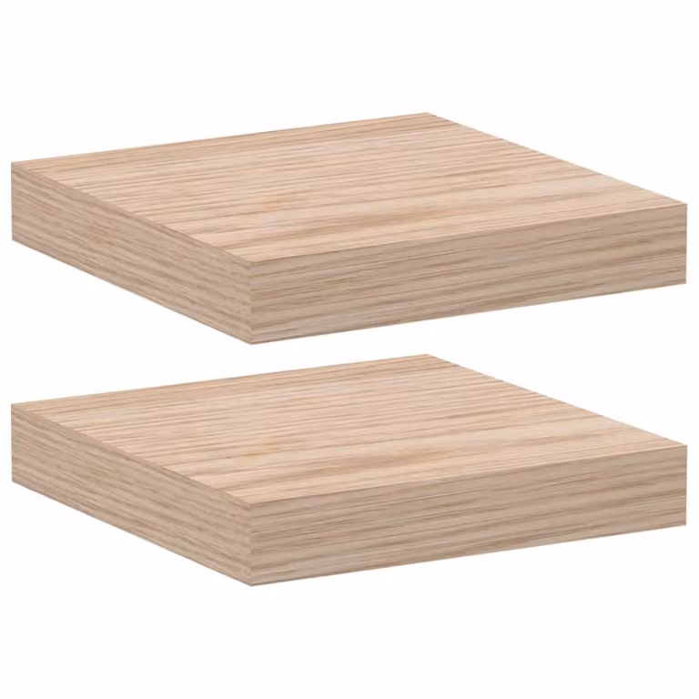 Set de 2 estantes flotantes vidaXL de madera de roble en color marrón, An/P/Al: 23 x 23,5 x 4 cm