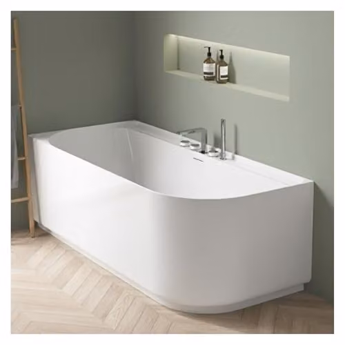 Bañera acrílica de diseño asimétrico Mob-In Equinoxe blanca de 170 cm con ángulo izquierdo