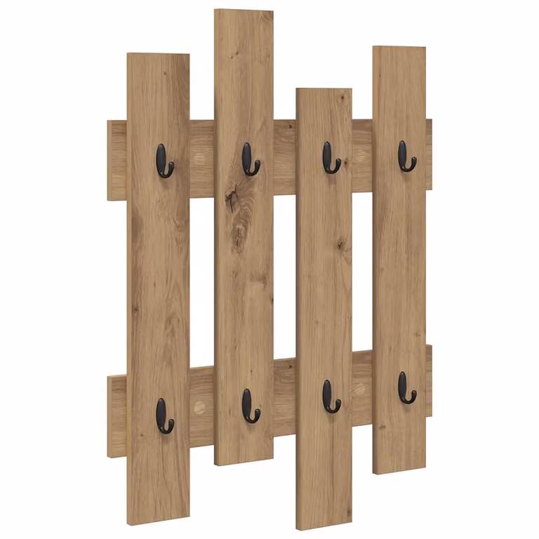 Perchero de pared moderno vidaXL en color roble marrón con ganchos distribuidos
