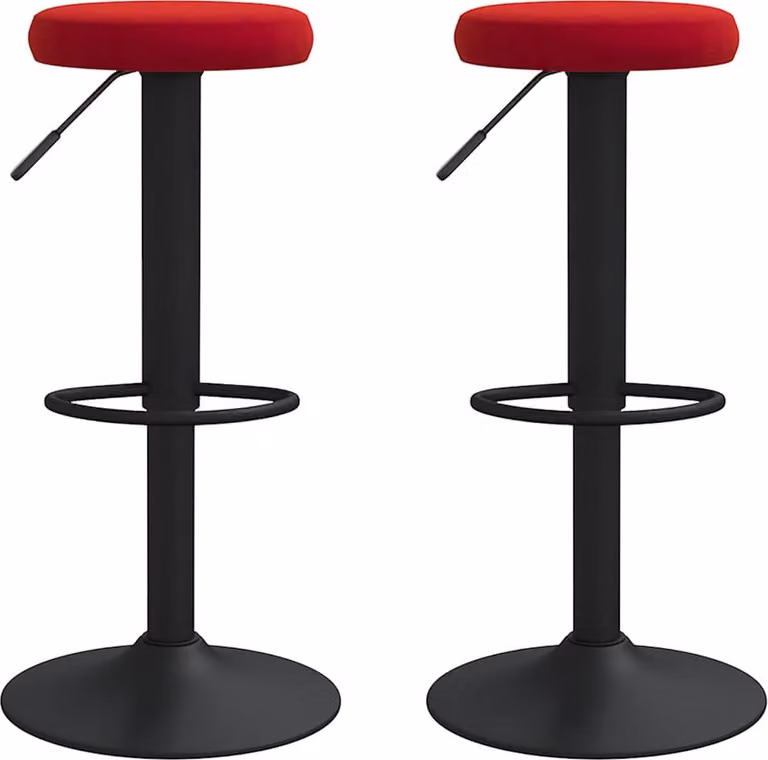Set de 2 taburetes Syfax para cocina y comedor en terciopelo rojo con estructura de metal mate