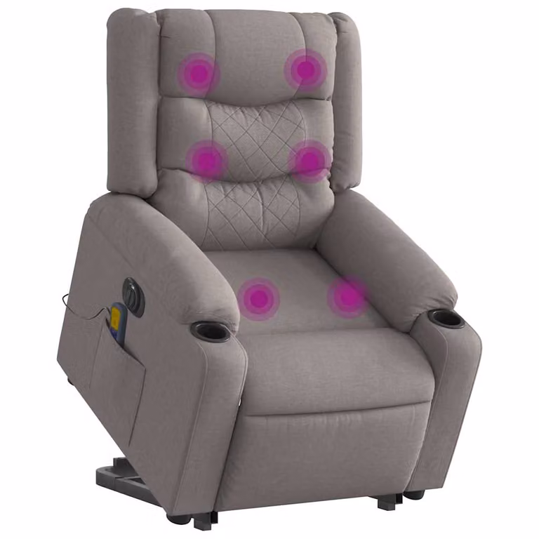 Sillón de masaje eléctrico reclinable y elevable vidaXL en tela color taupé con diseño moderno para mayores