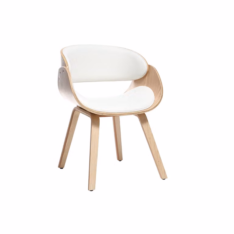 Silla de estilo escandinavo BENT de Miliboo en color blanco y madera clara