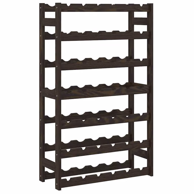 Botellero de pared vidaXL para 42 botellas de madera de pino maciza en color negro mate