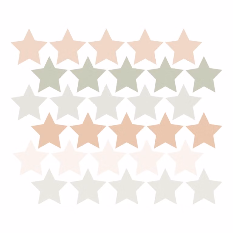 Vinilos decorativos adhesivos de estrellas Decochic en colores verde y beige para pared