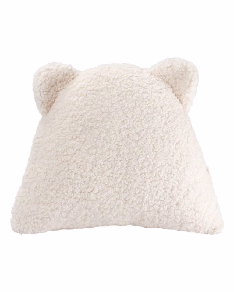 Cojín de oso Wigiwama en tejido teddy blanco, An/P/Al: 37 x 40 x 15 cm