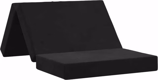 Sofá cama plegable SYFAX de terciopelo negro con colchón de espuma para adultos, An/P/Al: 100 x 67 x 45 cm