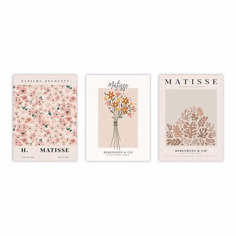 Set de 3 posters florales modernos de Poster Lab, multicolor, An/P/Al: 30 x 40 cm