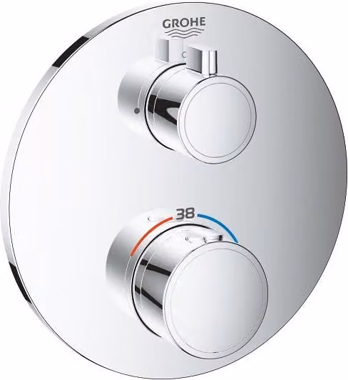 Mezclador termostático de ducha Grohe de una salida, monomando, acabado cromado plata