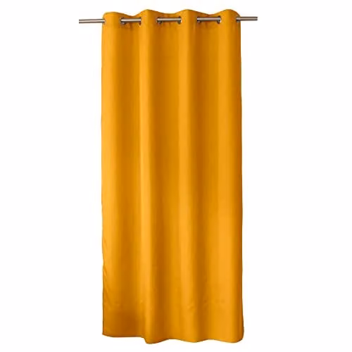 Cortina decorativa de satén ED Enjoy Home en color amarillo con ojales, An/Al: 140 x 240 cm